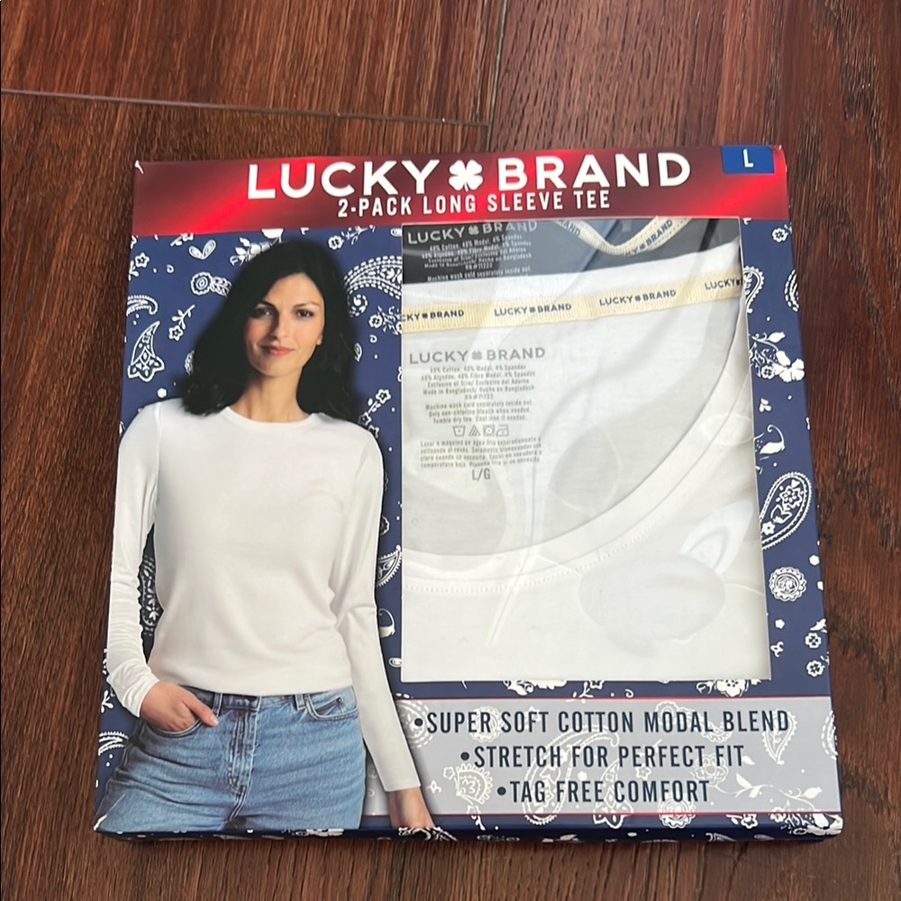Lucky Brand White Long Sleeve Tee Set